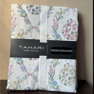 Tahari Tablecloth 60”x 84” Spring Easter Eggs Floral New Pink Tulips New